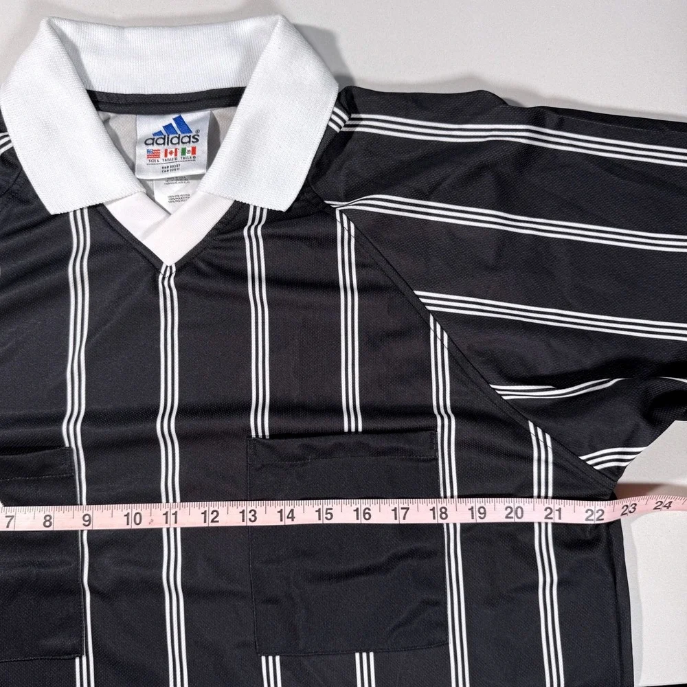 Adidas Referee Jersey Mens Large Black New Vintage CPA Pro‎ JSY Soccer Y2K